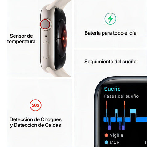 Apple Watch Series 8 (41mm, Gps + Cellular) Aluminio Plateado Plateado Blanco - Excelente (Reacondicionado)